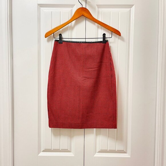 Express Houndstooth Pencil Skirt Red Black – 0 - Picture 1 of 12